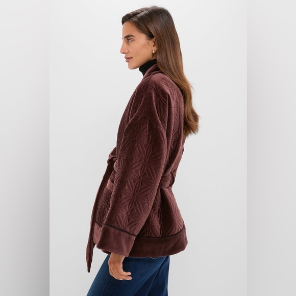 Tuckernuck Chocolate Quilted Velvet Simone Wrap Jacket – Size Small - Picture 3 of 12